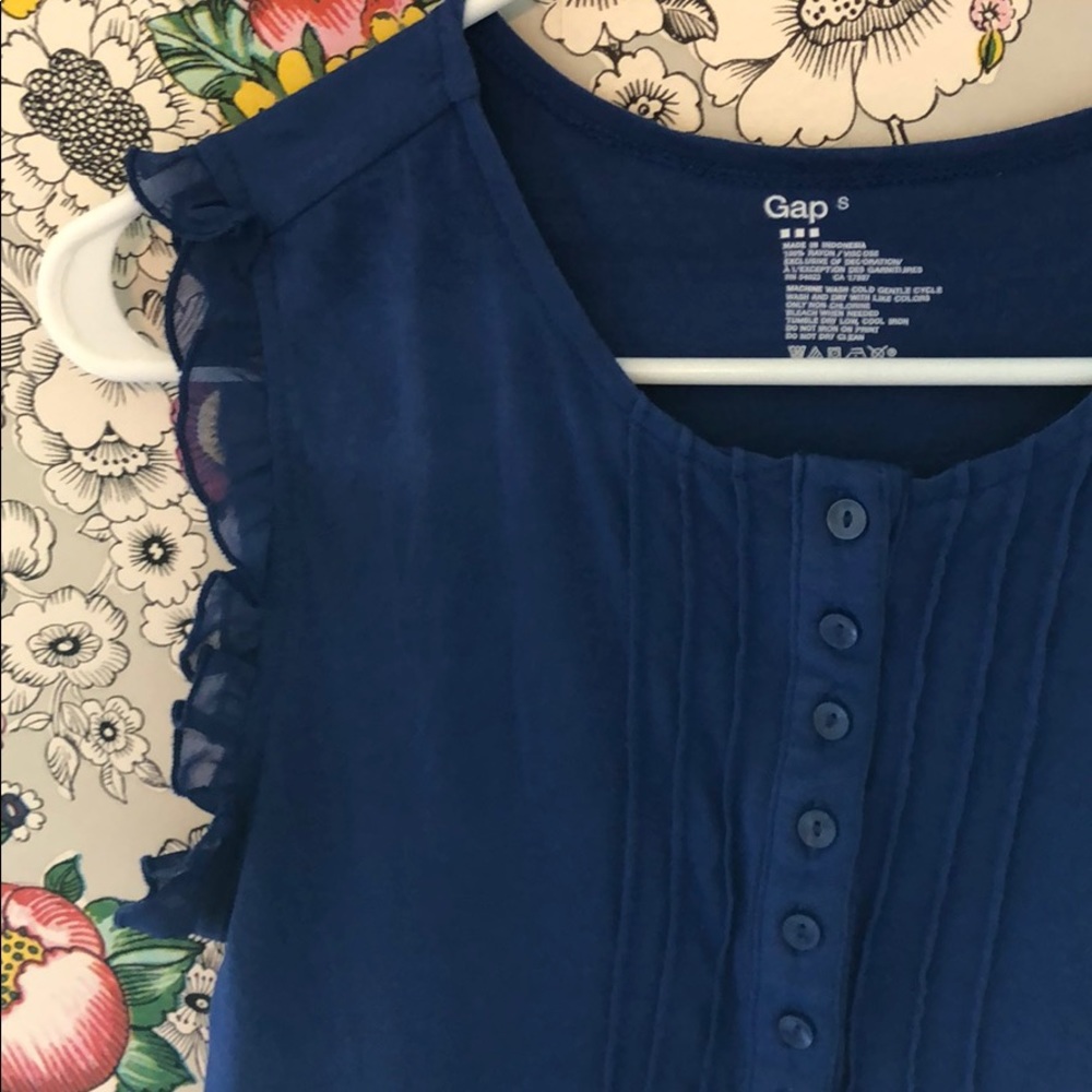 Blue frilly tank
